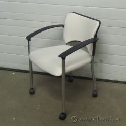 Teknion Amicus Series White Rolling Guest Chair